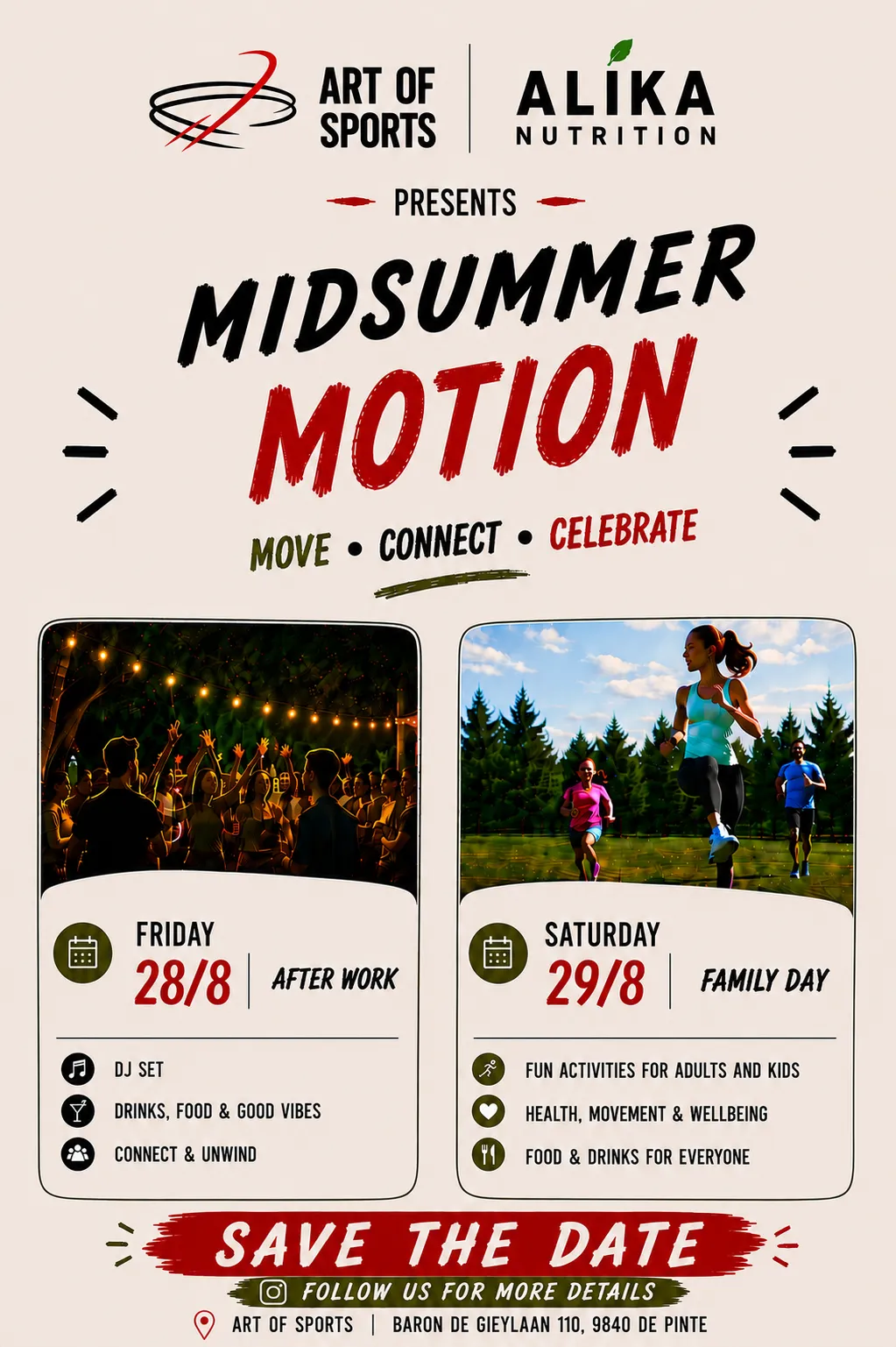 Flyer voor Midsummer Motion op 28 en 29 augustus 2026 bij Art of Sports